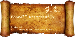 Fabró Krisztián névjegykártya